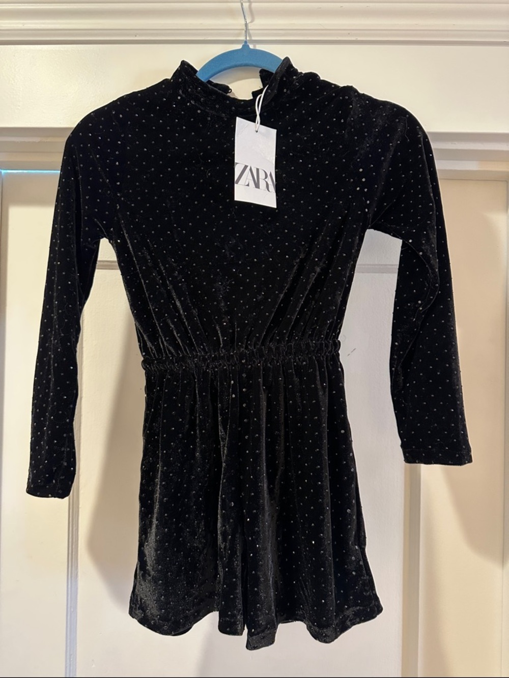 ZARA kids Black Velvet Sparkle jumpsuit